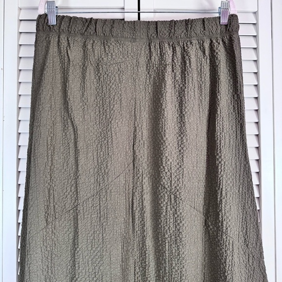 Habitat High-Low Textured Maxi Skirt Olive Green Crinkle Boho Festival Large NEW - Picture 8 of 8